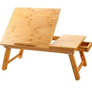 Opened box Bamboo Bed Tray Adjustable Foldable Desk